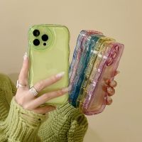 {OLI STUDIO}สำหรับ iPhone 13กรณี TransparentCushion WavyPhone กรณีสำหรับ IPhone11 ProXRSoftShockproof ปกอ่อน