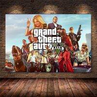 โปสเตอร์จิตรกรรมฝาผนังอะนิเมะโจรกรรมรถยนต์ติดผนัง GTA 5 6 Grand ลาย Hiasan Kamar บาร์นอร์ดิกของตกแต่งบ้านสุนัขอะนิเมะ26