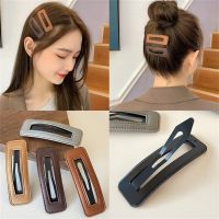 【YF】☄✎  Pu Leather Bangs Clip Hairpin Fashion Multicolor Rectangle Hair Accessories