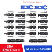 10Pairs/Lot Solar Male Female Connector 30A Waterproof Solar Panel Plug with 2pcs Spanner For Solar PV Cable 14/12/10AWG Connect