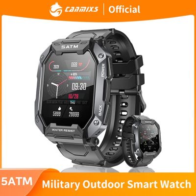Canmixs นาฬิกาอัจฉริยะ C20ทหาร1.71นิ้วสมาร์ทวอท์ชใหม่ตัวติดตามการออกกำลังกายกลางแจ้ง5ATM ตัวตรวจสอบสุขภาพตลอด24ชั่วโมง J116