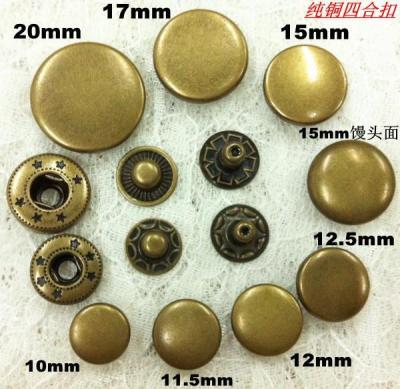 30 sets/pack Antique Brass Round Metal Snap Button No Sewing Press Studs Fasteners Leathercraft Clothes Bags Shoe Free Shipping