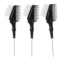 3Pcs Metal Tail Tip Hair Coloring Comb Double Use with Soft Nylon Hair Salon Hair Dye Brush for Hairdressing Styling Tool