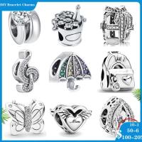 New Original Silver box Bag butterfly Note Charm Bead fit Pandora charms silver 925 beads Bracelet for women DIY Jewelry Gift