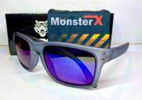 แว่นกันแดด MonsterX กรอบดำขุ่นด้าน เลนส์สีฟ้า โพราไล X2