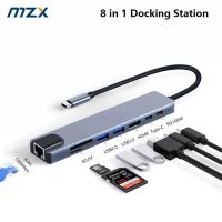 MZX 8-In-1ฮับ USB 3 0อุปกรณ์แล็ปท็อปตัวแปลงแท่นวางตัวแยกแท่นวางมือถือชนิด C เป็น HDMI-ใช้ได้กับแมคบุ๊กโปรแอร์