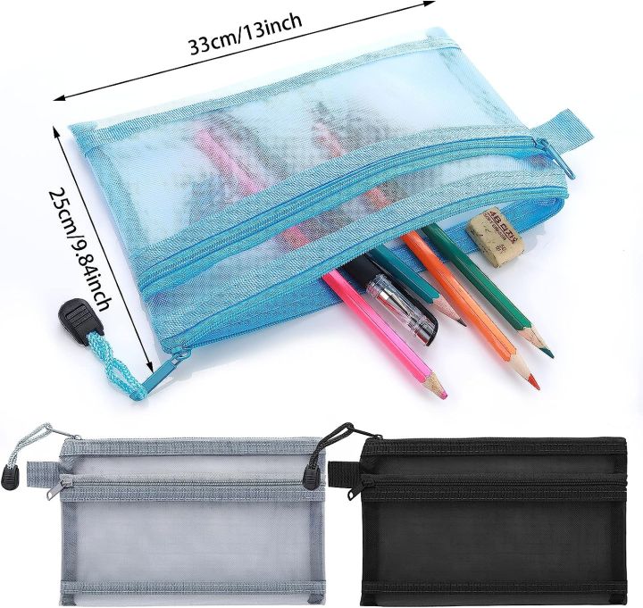 tas-kosmetik-กระเป๋าใส่ดินสอเขียนกระเป๋าดินสอซิปกล่องใส่ดินสออเนกประสงค์กล่องใส่ดินสอแบบใส
