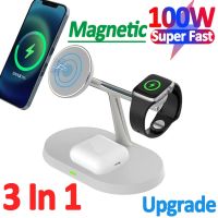 ✙ 100W 3 In 1 Magnetic Wireless Charger Stand For Macsafe iPhone 14 13 12 Apple Watch Airpods Pro Fast Charging Docking Station