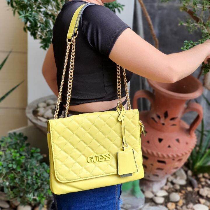 Original Guess Elliana Quilted Convertible Faux Leather Shoulder Bag