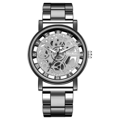 นาฬิกากลไกเทียมโครงกระดูกกลวงแฟชั่นใหม่สำหรับผู้หญิงนาฬิกาข้อมือควอตซ์ตาข่ายโลหะสำหรับสุภาพสตรี Relogio Feminino