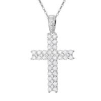 KNOBSPIN D VVS1 All Moissanite Cross Pendant Necklace Lab Grown Diamond Pass Tester with GRA s925 Sliver Necklaces for Women Man