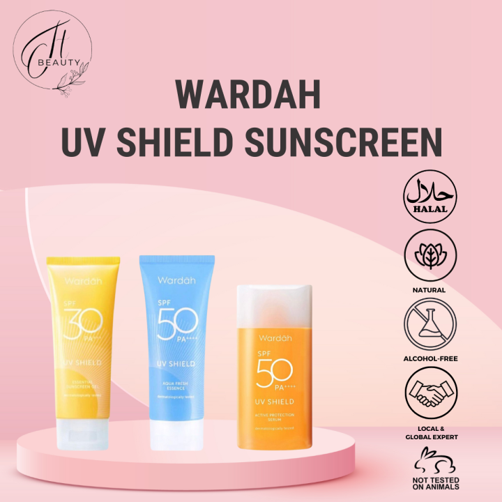 Wardah UV Shield Sunscreen ( Essential Sunscreen Gel / Active ...