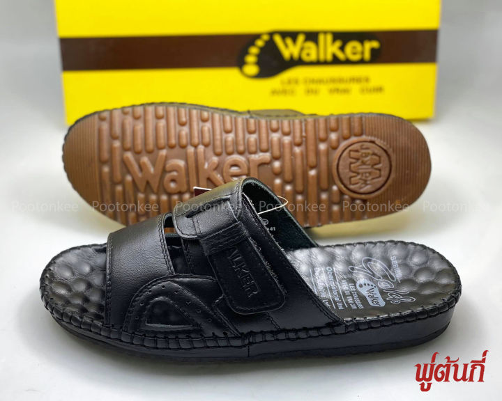 รองเท้า-walker-รุ่น-m5209-รองเท้าแตะวอคเกอร์-รองเท้าหนังแท้-พื้นยาง-สีดำ-สีน้ำตาล-ไซส์-40-45-ของแท้