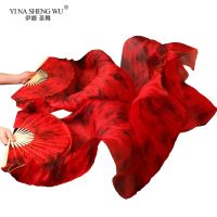 High Quality 1Piece Right Hand/1 Pair 100% Real Silk Veils Long Silk Fans Hand Made Colorful Belly Dance Accessory Fans On Sale