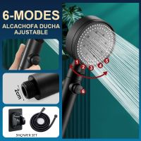 Didihou Shower Head With Stop Button 6 Modes Black High Pressure Showers Water Saving Filter Spa Showerhead Bathroom Accessories Showerheads