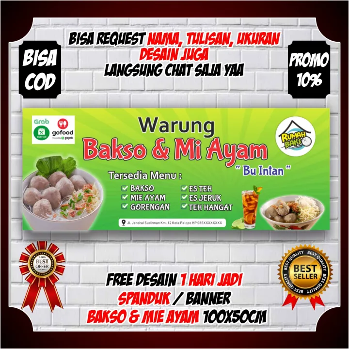 Spanduk Banner Mie Bakso Mie Ayam Keren Berkualitas Ukuran 100x50cm