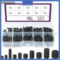 OWMXZL 400Pc 10ขนาด สกรูหัวจมหกเหลี่ยม หัวอัลเลน M3/4/5/6/8 ชุดจัดประเภท สกรูที่จับก๊อกน้ำ ไดรฟ์คัพ-พอยต์ ชุดสกรูสกรู มือจับประตู, ก๊อกน้ำ, fixtur แสง