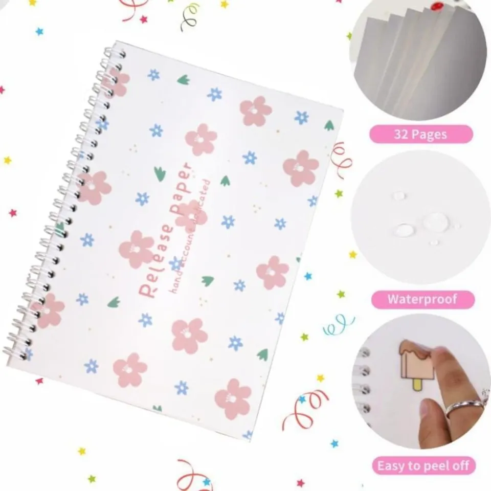 QMBPP Blank A5 Hand account Reusable Flower Sticker Book Collecting Album  Storage Book Sticker Organizer