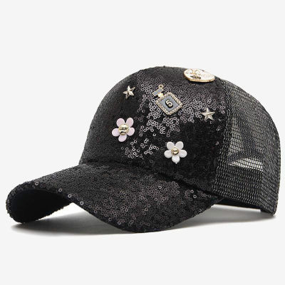 หมวกเบสบอลผู้หญิงฤดูร้อนหมวก Snapback สำหรับผู้หญิงเลดี้ตาข่ายหมวกประดับด้วยเลื่อมอาทิตย์หมวกหญิง Gorras C Asquette พ่อหมวกปรับ