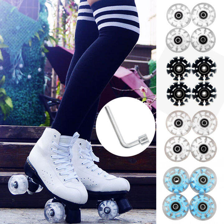 4pcs Light Up Roller Skate Wheels HighSpeed Rotating LED Glow Quad