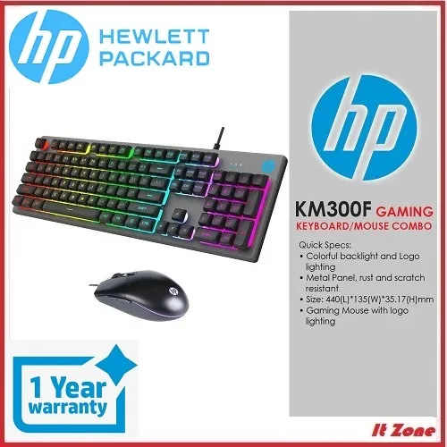 HP KM300F GAMING KEYBOARD AND MOUSE COMBO SET METAL PANEL COLORFUL BACKLIT Lazada