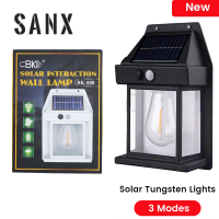 SANX โคมไฟพลังงานแสงอาทิตย์ LED,ไฟสวนกลางแจ้งหลอดไฟแบบมีสายไฟทังสเตนพลังงานแสงอาทิตย์ Led ไฟตกแต่งไฟติดผนังกันน้ำ