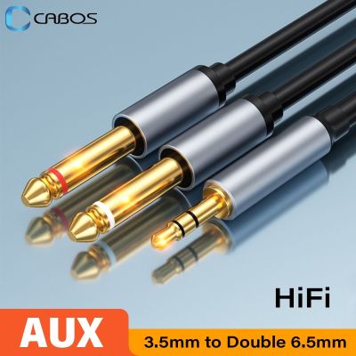 3.5mm to Double 6.5mm TRS Cable AUX Adapter Audio Cable 6.5 Jack to Stereo 3.5 Jack for Mixer Amplifier Speaker 6.35mm Adapter