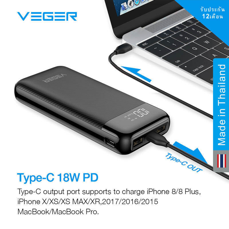 Veger Power Bank Mah Usb A Type C Display Screen P Pd