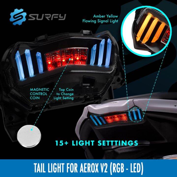 Aerox V2 Tail Light RGB Color Adjustable LED Light Plug And Play ...