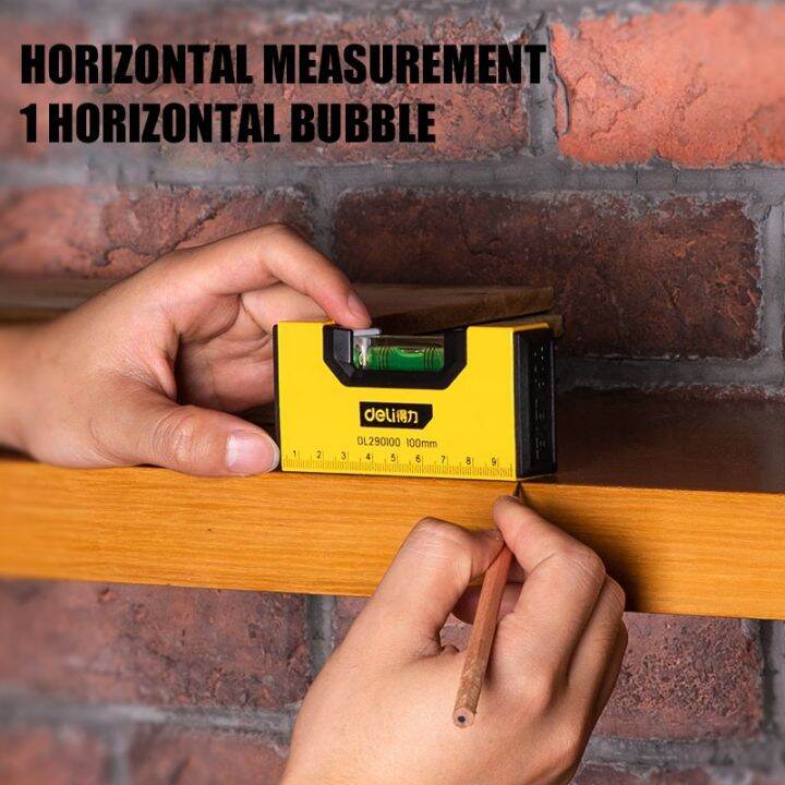 deli-dl290100-leveling-tape-100mm-mini-finder-inclinometer-electronic-measurement-level-slope-test-ruler-length-100mm-aluminum-adhesives-tape