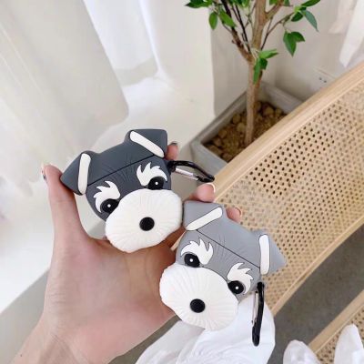 3D Lovely Schnauzer Dog Earphone Silicone Soft Case for AirPods 1 2 Pro 3rd Bluetooth Headset Charging Box Protective Cover