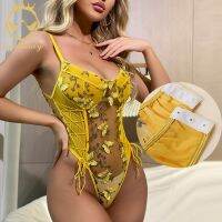 ❖ ACELANDY-Butterfly Embrodiery Lace Corset Women Sexy Ladies Teddies Bodsyuit Body Female Sleeveless Lingerie Erotic Jumpsuit