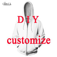 DIY Personalized Design Zipper Hoodies MenWomen Own PictureStarAnimeCartoonAnimal 3D Printed Harajuku Style DIY Hoodie Tops