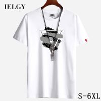 IELGY เสื้อยืดแขนสั้นสำหรับผู้ชาย,S-6XL คอกลมทรงหลวมไซส์ใหญ่เสื้อเชิ้ตสไตล์ฮ่องกงแขนสั้นไซส์ใหญ่ฤดูร้อน