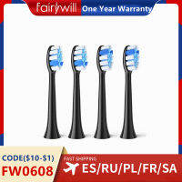 Fairywill P11แปรงสีฟันไฟฟ้าเปลี่ยนหัวแปรงสีดำสีขาวสำหรับ P11 T9