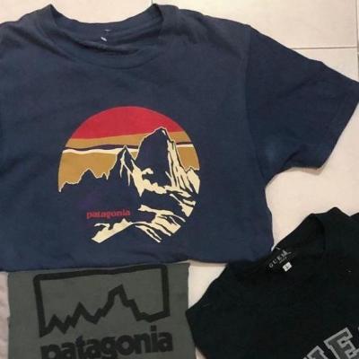 Patagonia Bata เสื้อยืดแขนสั้นผ้าฝ้ายคอกลมพิมพ์ลายกีฬาผู้ชายเทรนด์ย้อนยุคญี่ปุ่น