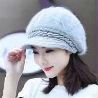 2021 Casual Women Berets Hats Rabbit Hair Knitted Female Berets Female Thick Warm Cap Boina Feminina Winter Hats for Women