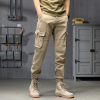 Khaki Cargo Pants Men 9 Part Ankle Length Casual Pants Spring Autumn Pure Cotton Trousers Military Tactical Plus Size Pants New