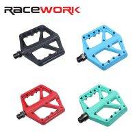 RACEWORK จักรยานเสือภูเขาไนลอนแพลตฟอร์มเหยียบสำหรับจักรยานที่เท้าบันไดแบบติดกับเท้าแบน Bea ที่วางเท้า Mtb ที่วางเท้าขี่จักรยาน