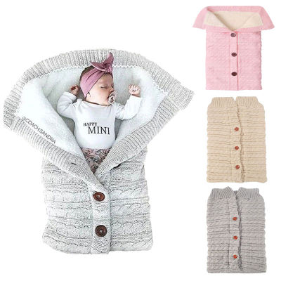 New Born Baby Winter Knit Fleece Sleep Sack Toddler Envelope Stroller Bag Girl Swaddle Wrap Blanket Stuff For Boy Newborns
