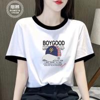 Croptop สำหรับผู้หญิง Yimu ผ้าฝ้ายสั้น sleepred เสื้อยืดสุภาพสตรีเสื้อยืดคอกลมพิมพ์ลำลองเสื้อยืด