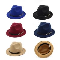 The New Autumn Winter Wool Felt Trilby Hats With Belt Wide Flat Brim Jazz Formal Fedora  Top Hat Panama Cap For Unisex Men Women