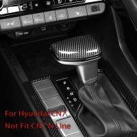 For Hyundai Elantra CN7 Console Gear Shift Knob Cover Carbon Fiber Grip Handle Case Sticker Car Interior Accessories 2019-2023