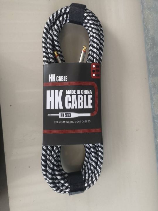 สายเเจ็ค HK CABLE 3 เมตร สีขาวดำ