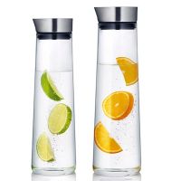 1000ML/1500ML Water Jug Thickened Glass Big Water Bottle Stainless Steel Lid Carafe Boiling Wate Tea Juice Pitcher Glass Bottle