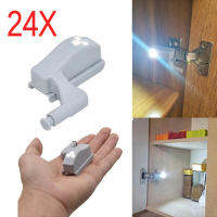 24ชิ้น LED ไฟสำหรับตู้เสื้อผ้าตู้เสื้อผ้าบานพับ Sensor โคมไฟสัมผัสไฟกลางคืนภายใต้อ่างล้างจานตู้ครัวหลอดไฟ ABS แสงประหยัดพลังงาน0.3W