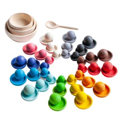 Montessori Matching Game Balls and Cups Matching Game Color Sorting Toys Preschool Learning Wooden Educational Toys Board Game for Boys Girls Birthday Gifts nearby