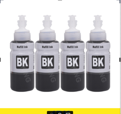 Ink refill for epson L-Series Black 4 bottles 664 for L100/L110/L101(L120)/L200/L210/L201(L220)/L300/L310/L350/L355/L360/L365/L380/L385/L405/L455/L485/L550/L555/L565/L1300/L1455