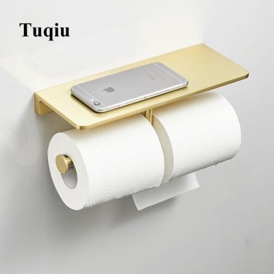 ❐✸ New Toilet Paper HolderRoll HolderTissue HolderSolid Brass Brush gold Bathroom Accessories phone holder free shipping