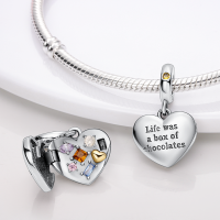 วันขอบคุณพระเจ้า Charms ลูกปัด 925 เงินสเตอร์ลิงรักครอบครัวดอกไม้ Charm Dangle Fit สร้อยข้อมือ PANDORA สร้อยคอเครื่องประดับเครื่องหมาย-Jiieu